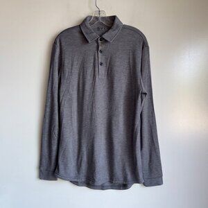 BYLT Comfort Wool Long Sleeve Drop Cut Polo Shirt Men's Small Fawn Gray